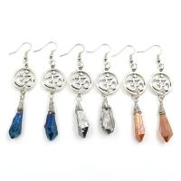 Gemstone Drop Earring, with Iron & Zinc Alloy, platinum color plated, vintage & for woman 
