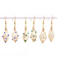 Freshwater Pearl Brass Earring, with Rhinestone & Brass, Teardrop, gold color plated, for woman 