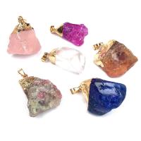 Agate Zinc Alloy Pendants, with Zinc Alloy, Nuggets, gold color plated, fashion jewelry 15x30- 