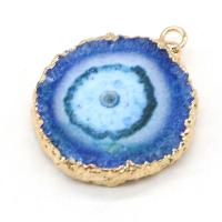 Agate Zinc Alloy Pendants, with Zinc Alloy, Round, gold color plated, fashion jewelry 20x25- 