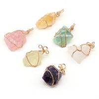 Gemstone Brass Pendants, with Brass, irregular, gold color plated, fashion jewelry 25x40- 
