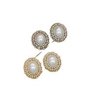 Kunststoff Perle Zink Legierung Ohrring, Zinklegierung, mit Kunststoff Perlen, oval, plattiert, Modeschmuck & für Frau, keine, 23x23mm, verkauft von Paar