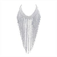 Fashion Fringe Necklace, Brass, with 3.9inch extender chain, plated & for woman & with rhinestone, 15mm, 145-200mm Approx 10.6 Inch 