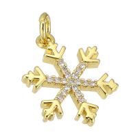 Cubic Zirconia Micro Pave Brass Pendant, Snowflake, gold color plated, micro pave cubic zirconia Approx 2mm 