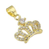 Cubic Zirconia Micro Pave Brass Pendant, Crown, gold color plated, micro pave cubic zirconia & hollow Approx 4mm 