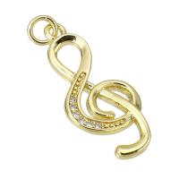 Cubic Zirconia Micro Pave Brass Pendant, Music Note, gold color plated, micro pave cubic zirconia & hollow Approx 2mm 