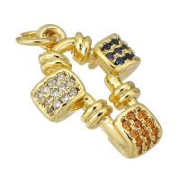Cubic Zirconia Micro Pave Brass Pendant, gold color plated, micro pave cubic zirconia & hollow Approx 2mm 