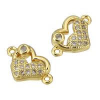 Brass, Heart, gold color plated, micro pave cubic zirconia & hollow Approx 0.5mm 