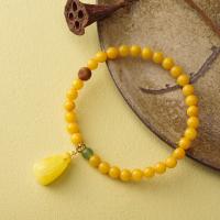 Beeswax Bracelet, with Sandalwood & Jasper Stone, for woman, 6mm Approx 16 cm 