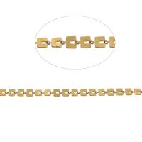 Cadena de barra de latón , metal, dorado, 6x6mm, longitud:1 m, Vendido por m