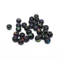 Acryl Zahlen Perlen, Pinselführung, DIY, keine, 8mm, Bohrung:ca. 1.6mm, 500PCs/Tasche, verkauft von Tasche