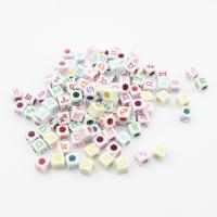 Zweifarbige Acryl Perlen, 12 Zeichen des Sternzeichens, Pinselführung, DIY, gemischte Farben, 7x7mm, Bohrung:ca. 3.5mm, 200PCs/Tasche, verkauft von Tasche