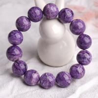 Charoite Bracelet, Round, Unisex purple cm 