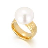 Stainless Steel Finger Ring, with Shell Pearl, Donut, plated & for woman 8mm,16mm 