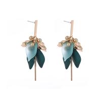 Acrylic Drop Earring, Iron, with Resin & Copper Coated Plastic & Acrylic, gold color plated, fashion jewelry, green 