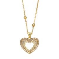 Cubic Zircon Micro Pave Brass Necklace, with 1.97 extender chain, gold color plated & micro pave cubic zirconia, golden .72 Inch 