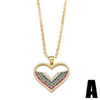 Cubic Zircon Micro Pave Brass Necklace, with 1.97 extender chain, Heart, gold color plated & micro pave cubic zirconia, golden .72 Inch 