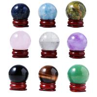 Gemstone Ball Sphere, with Wood, polished, mixed colors, 28-32mm 