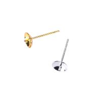 Brass Earring Stud Component, plated, DIY 15mm 