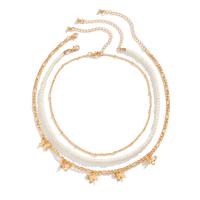 Fashion Multi Layer Necklace, Zinc Alloy, with Plastic Pearl, with 2.7 inch extender chain, 3 pieces & for woman 35cm,40cm 