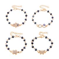 Zinc Alloy Rhinestone Bracelets, with Plastic, with 1.96 inch extender chain, gold color plated & for woman & with rhinestone Approx 5.9 Inch 