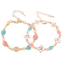 Cats Eye Bracelets, Zinc Alloy, with Cats Eye, with 1.96 inch extender chain, gold color plated & for woman & with rhinestone Approx 5.9 Inch 