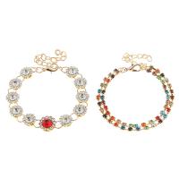Zinc Alloy Rhinestone Bracelets, with 1.96 inch extender chain, gold color plated & for woman & with rhinestone Approx 5.9 Inch 