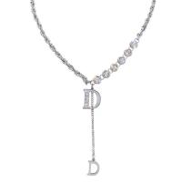 Harz Messing Halskette, mit Verlängerungskettchen von 1.96 inch, Buchstabe D, verschiedene Stile für Wahl & für Frau & mit Strass, originale Farbe, Länge:ca. 19.29 ZollInch, verkauft von PC