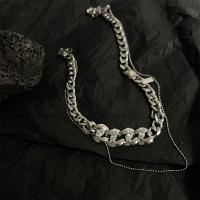 Rhinestone Zinc Alloy Necklace, for woman & with rhinestone, original color Approx 19.68 Inch 