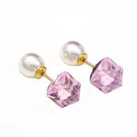 Crystal Jewelry Earring, Brass, with Freshwater Pearl & Crystal, plated, fashion jewelry & for woman 