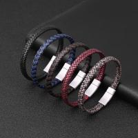 Cowhide Bracelets, with Titanium Steel, polished & Unisex 