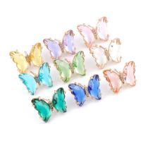 Glass Zinc Alloy Earring, with Glass, Butterfly, for woman 