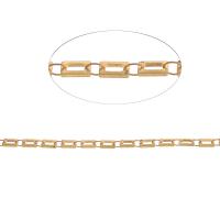 Cadena de barra de latón , metal, cadena de rectángulo, dorado, 7x5x1mm, longitud:1 m, Vendido por m