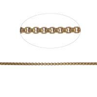 Cadena Rolo de Metal, cadena de rectángulo, dorado, 1x1mm, longitud:1 m, Vendido por m