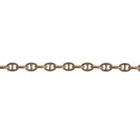 Cadena marinera de latón, metal, cadena de Marinero, dorado, 2x2mm, longitud:1 m, Vendido por m
