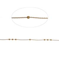 Brass Ball Chain, rectangle chain, golden, 2mm m 