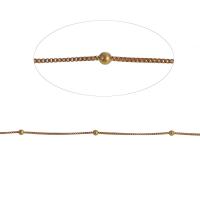 Cadena Bola de Metal, cadena de la bola, dorado, 3x3mm, longitud:1 m, Vendido por m