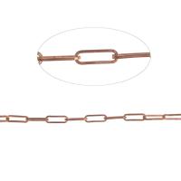 Cadena Ovalada de Metal, cadena de rectángulo, dorado, 15x5x1mm, longitud:1 m, Vendido por m