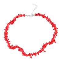 Resin Zinc Alloy Necklace, with Resin, with 2.28 extender chain, fashion jewelry & for woman, red .57 Inch 