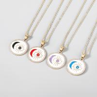 Enamel Zinc Alloy Necklace, with 1.69 extender chain, plated, fashion jewelry & for woman & with rhinestone 32mm .83 Inch 
