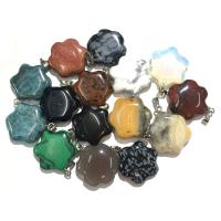 Gemstone ювелирные изделия Кулон, Природный камень, Форма цветка, различные материалы для выбора & Мужская, Много цветов для выбора, 20mm, продается PC