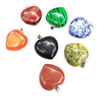 Gemstone ювелирные изделия Кулон, Природный камень, Сердце, различные материалы для выбора & Мужская, Много цветов для выбора, 25mm, продается PC