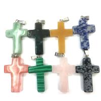 Gemstone ювелирные изделия Кулон, Природный камень, Kресты, различные материалы для выбора & Мужская, Много цветов для выбора продается PC