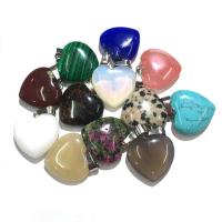 Gemstone ювелирные изделия Кулон, Природный камень, Сердце, различные материалы для выбора & Мужская, Много цветов для выбора, 20mm, продается PC