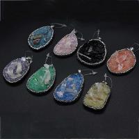 Gemstone Jewelry Pendant, Resin, with Rhinestone Clay Pave & Gemstone, irregular, imitation druzy quartz & Unisex 35x50- 