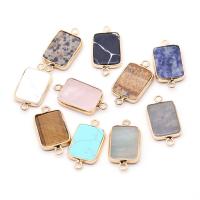 Gemstone Connector, Natural Stone, with Brass, Rectangle, gold color plated & Unisex & 1/1 loop 