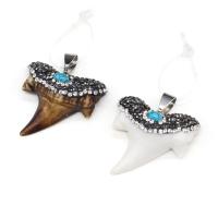 Acrylic Jewelry Pendant, with Synthetic Blue Turquoise & Rhinestone Clay Pave, imitation ox bone & Unisex 