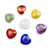 Décoration de pierre perles, pierre gemme, coeur, couleurs mélangées, 20mm é, Vendu par fixé