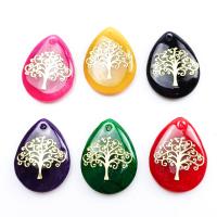 Jade Pendants, with Brass, Teardrop, gold color plated, fashion jewelry 