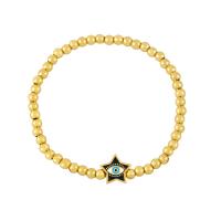 Evil Eye Jewelry Bracelet, Brass, Star, gold color plated, fashion jewelry & evil eye pattern & enamel .69 Inch 